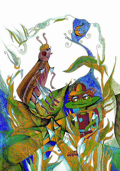 417x591 glow worm and the frog drawing - Glow Worm Drawing