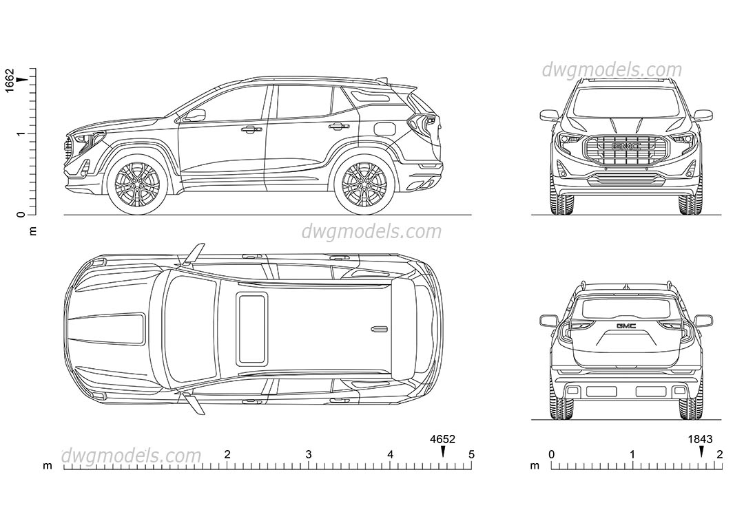 1080x760 Gmc Terrain Car Cad Drawings Download, Autocad Blocks - Gmc Drawing