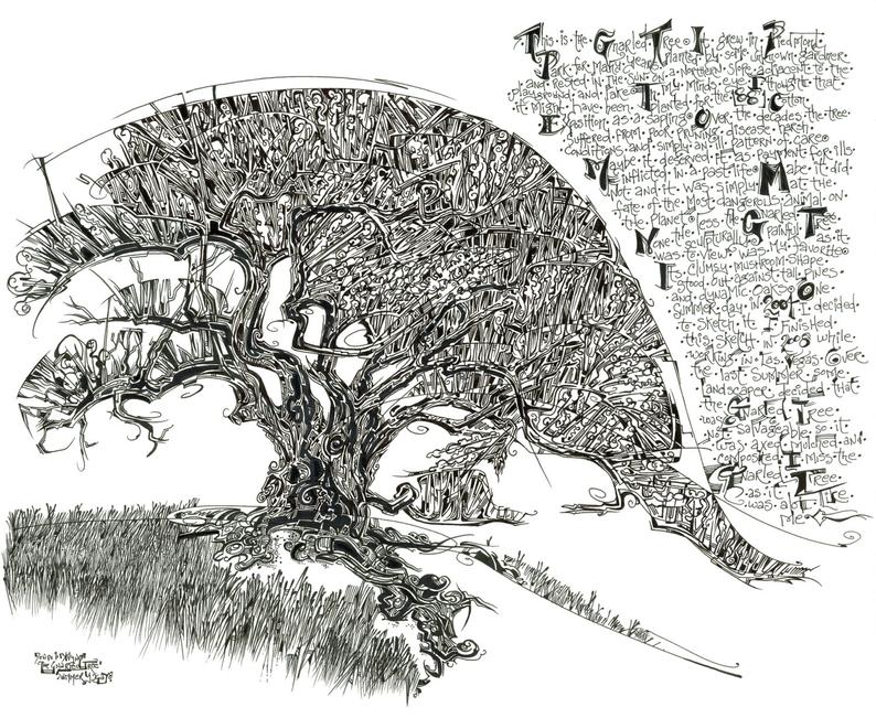 794x651 the gnarled tree etsy - Gnarled Tree Drawing
