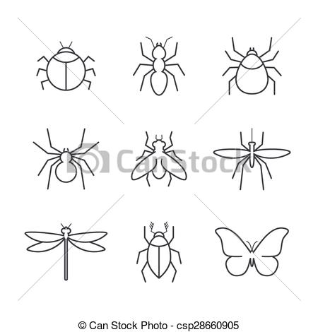 450x470 insect simple vector icon set - Gnat Drawing