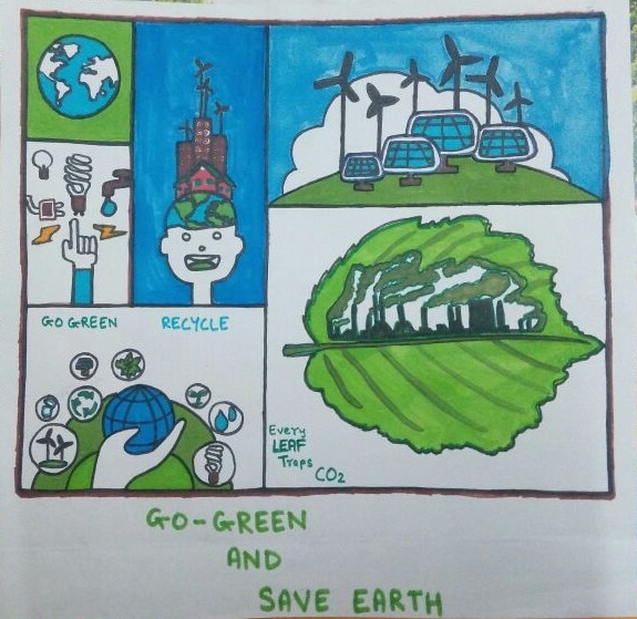 575x559 description go green and save earth - Go Green Drawing