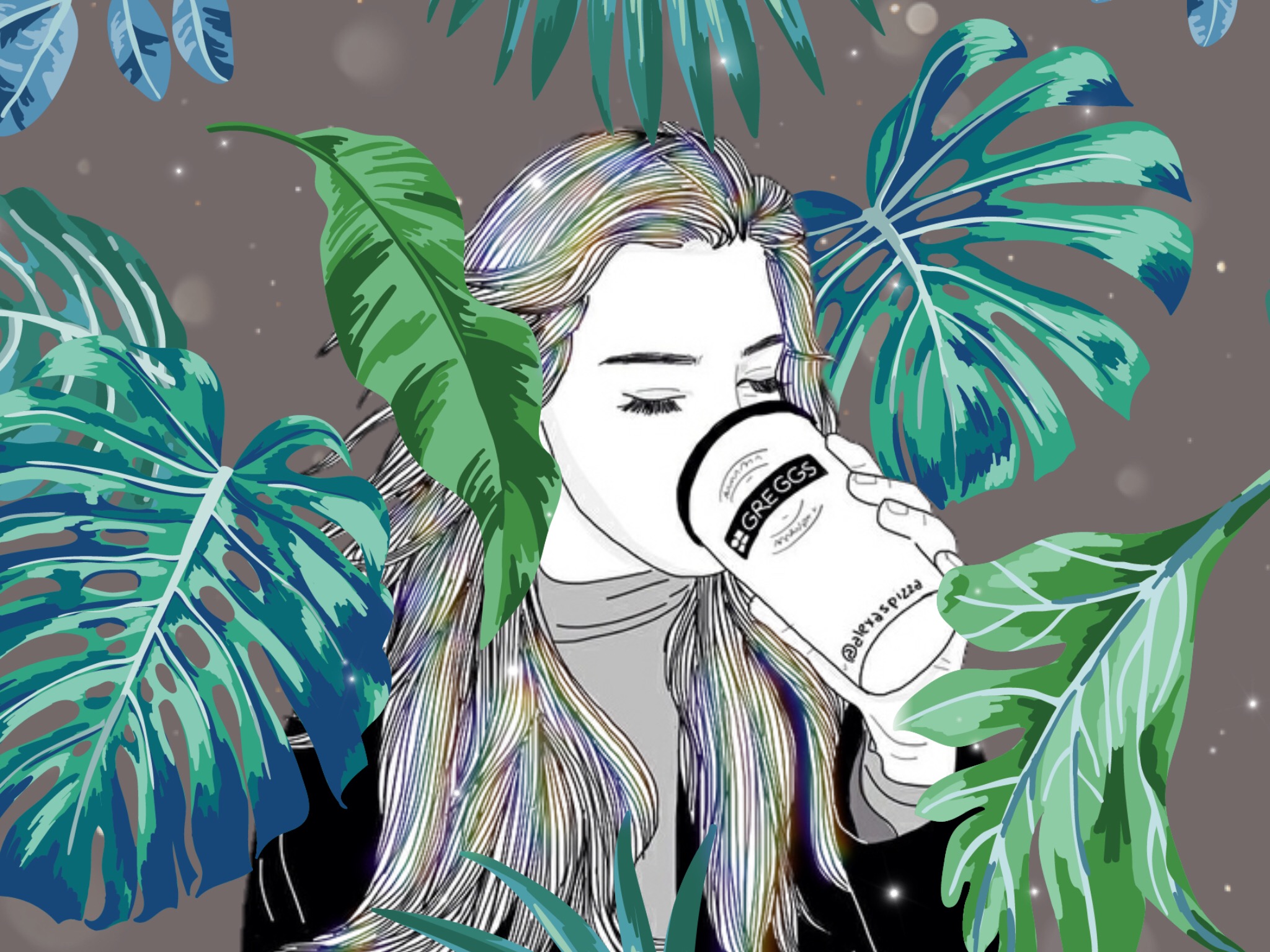 2048x1536 Freetoedit Gogreen Girl Drawing Nature - Go Green Drawing