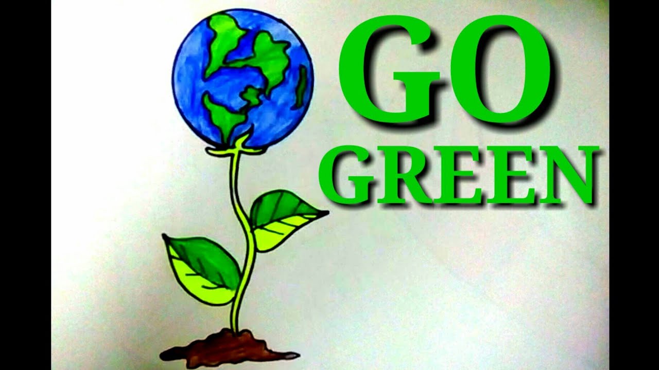1280x720 creative drawing idea for go green and save earth step - Go Green Drawing