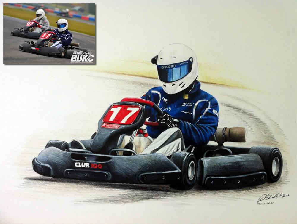 1000x756 Go Kart Drawing Commission Hand Drawn Portraits - Go Kart Drawing