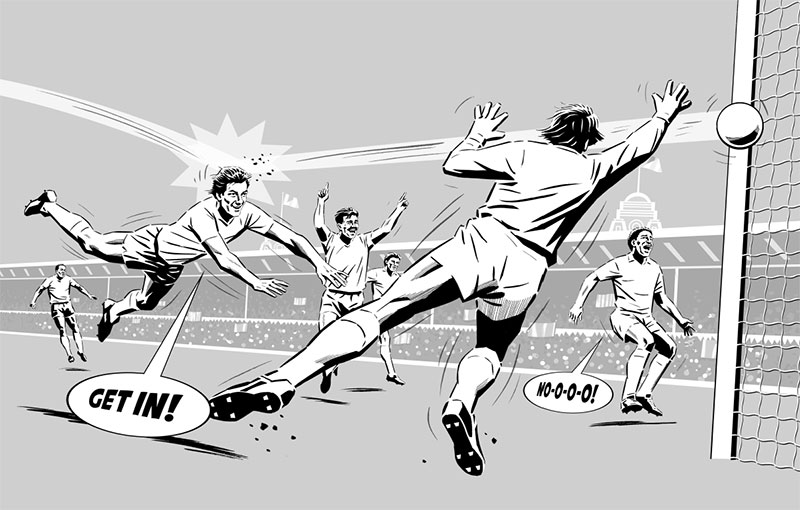 800x510 Football Drawing Of Coventry's Keith Houchen's Spectacular Fa - Goal Drawing