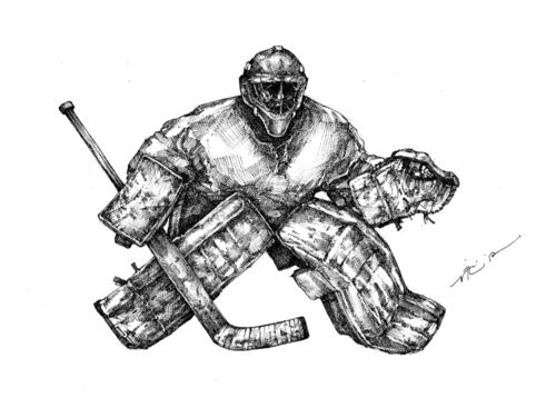 500x358 The Inches Pen Ink On Heavy Drawing Paper - Goalie Drawing