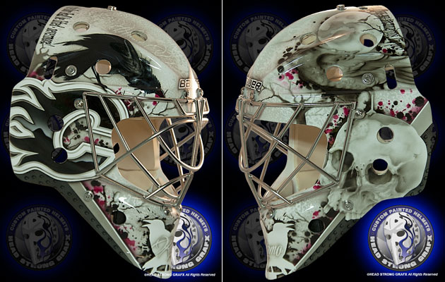 630x400 Photo Karri Ramo Draws Upon Poe's 'the Raven' For New Mask - Goalie Mask Drawing
