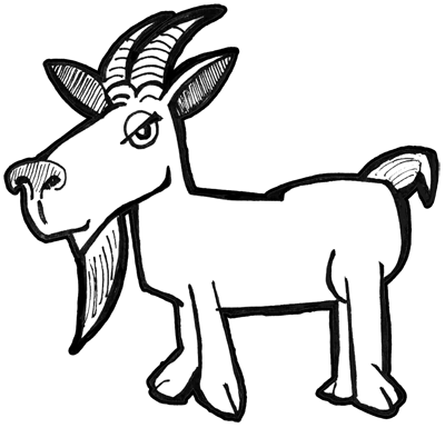 400x385 how to draw cartoon billy goats with simple drawing tutorial - Goat Cartoon Drawing