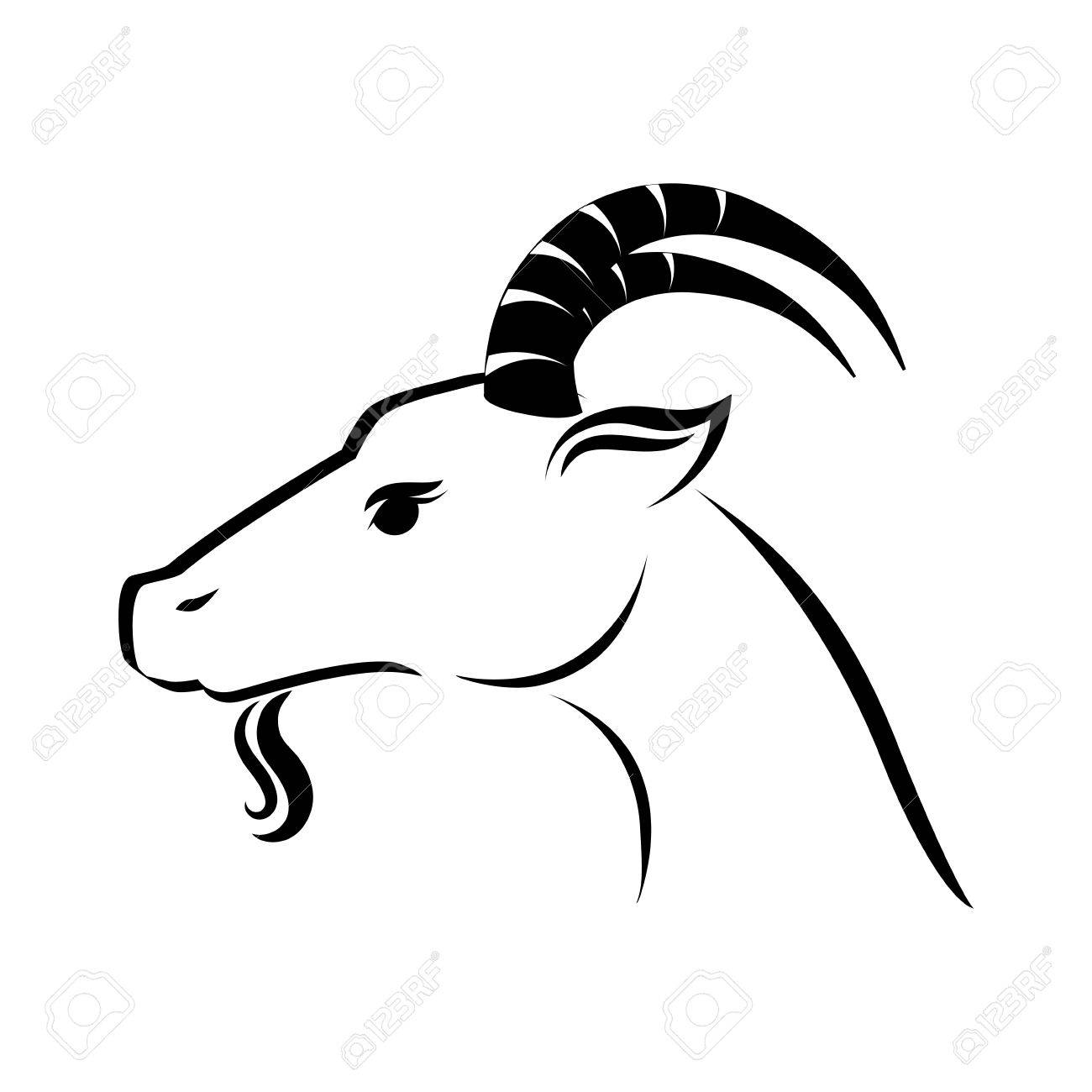 1300x1300 Goat Face Silhouette Great Free Clipart, Silhouette, Coloring - Goat Face Drawing