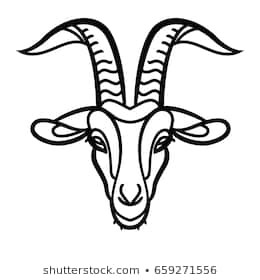 260x280 Goat Head Vector Black White Within Face Drawing - Goat Face Drawing