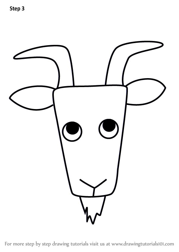 602x848 Learn How To Draw A Wild Goat Face For Kids - Goat Face Drawing