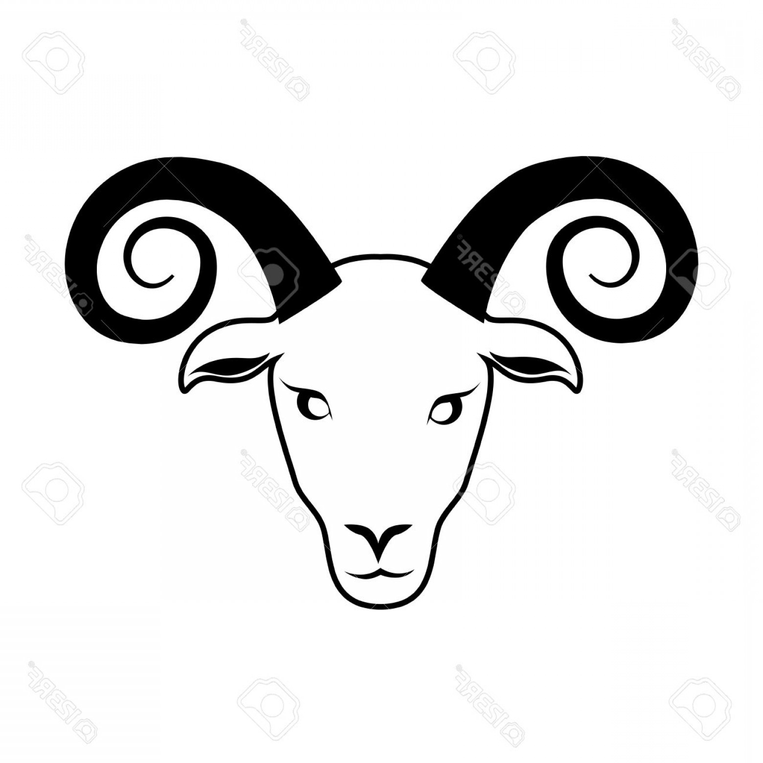 1560x1560 Photostock Vector Ram Goat Head Tribal Face Emblem Zodiac Vector - Goat Face Drawing