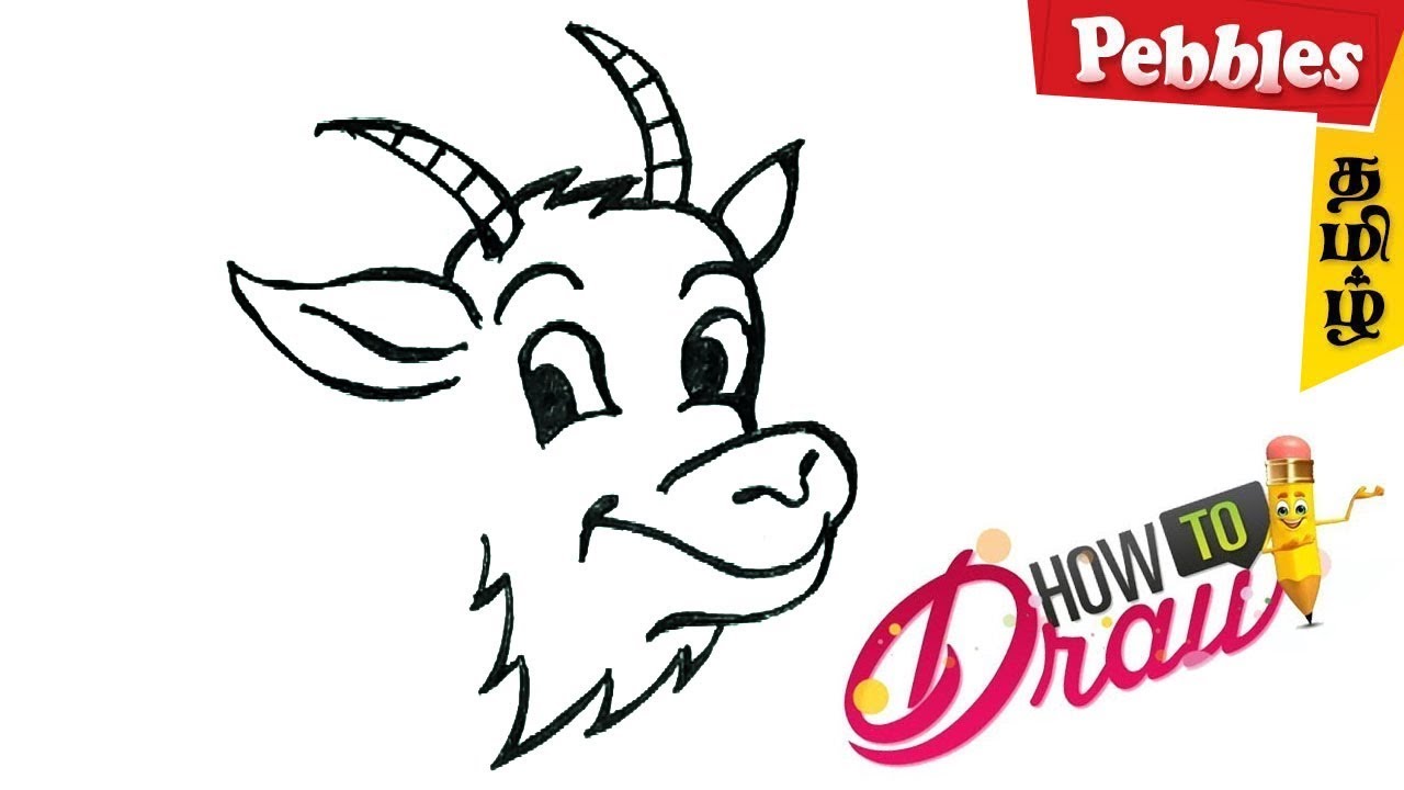 1280x720 How To Draw A Goat Face Drawing For Kids Easy Step - Goat Face Drawing