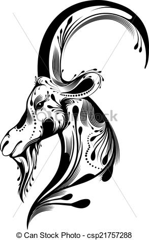 293x470 Tribal Goat Head Tattoo - Goat Head Drawing