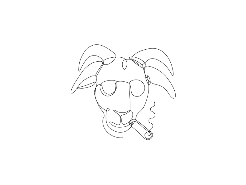 800x600 Billy Goat Wearing Sunglasses Cigar Continuous Line - Goat Line Drawing