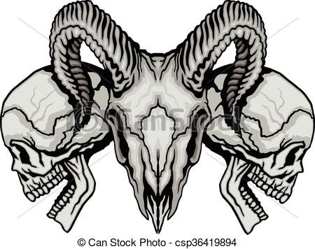 450x356 Goat Skull Gothic Coat Of Arms With Skull, Grunge,vintage Design - Goat Skull Drawing