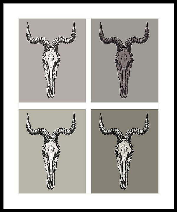 600x720 Hand Drawn Goat Skull Vector Framed Print - Goat Skull Drawing