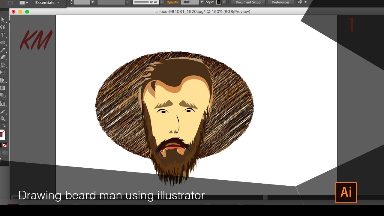 1280x720 Drawing And Coloring Beard Manusing Adobe Illustrator - Goatee Drawing