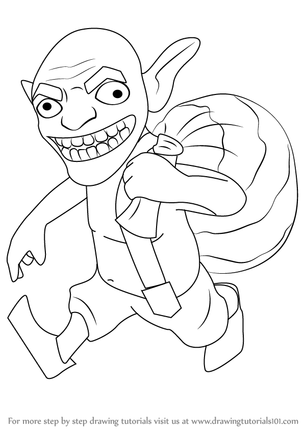 598x844 Learn How To Draw Goblin From Clash Of The Clans - Goblin Drawing