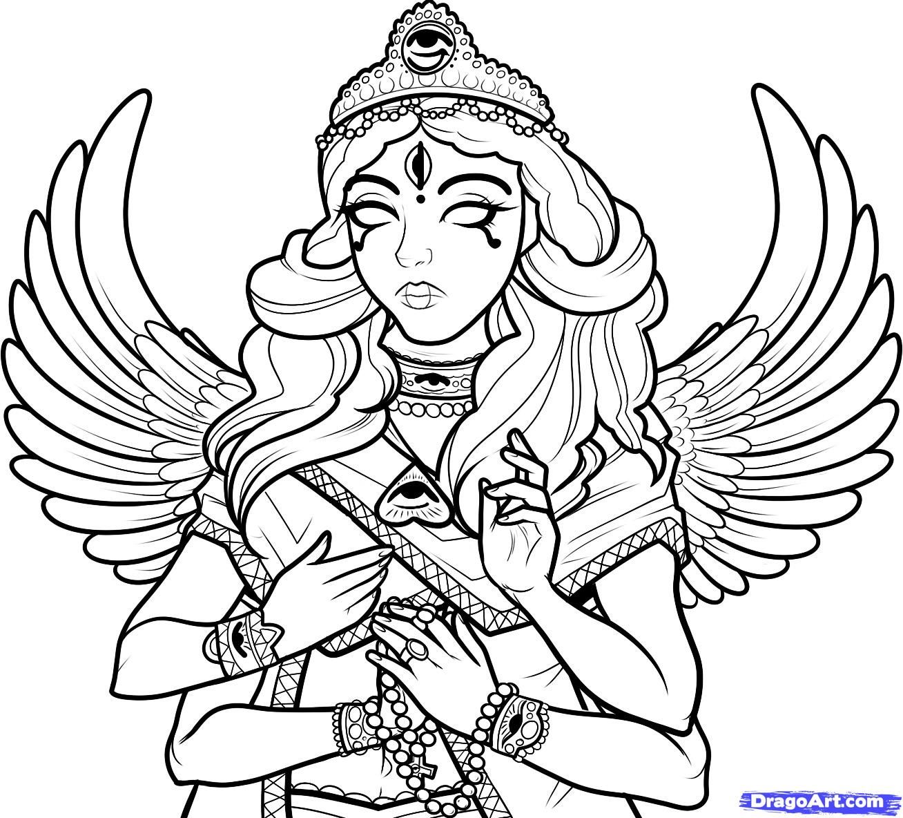 1308x1184 how to draw a hindu god, hindu goddess, step - God Drawing Easy