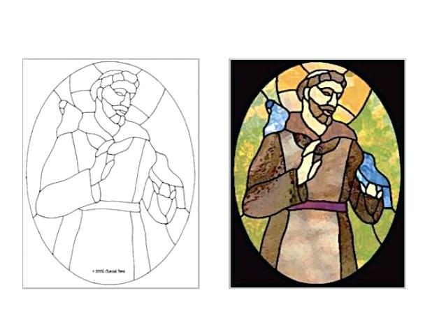 638x479 Stained Glass Drawing God And His Son Stained Glass Drawing Easy - God Drawing Easy