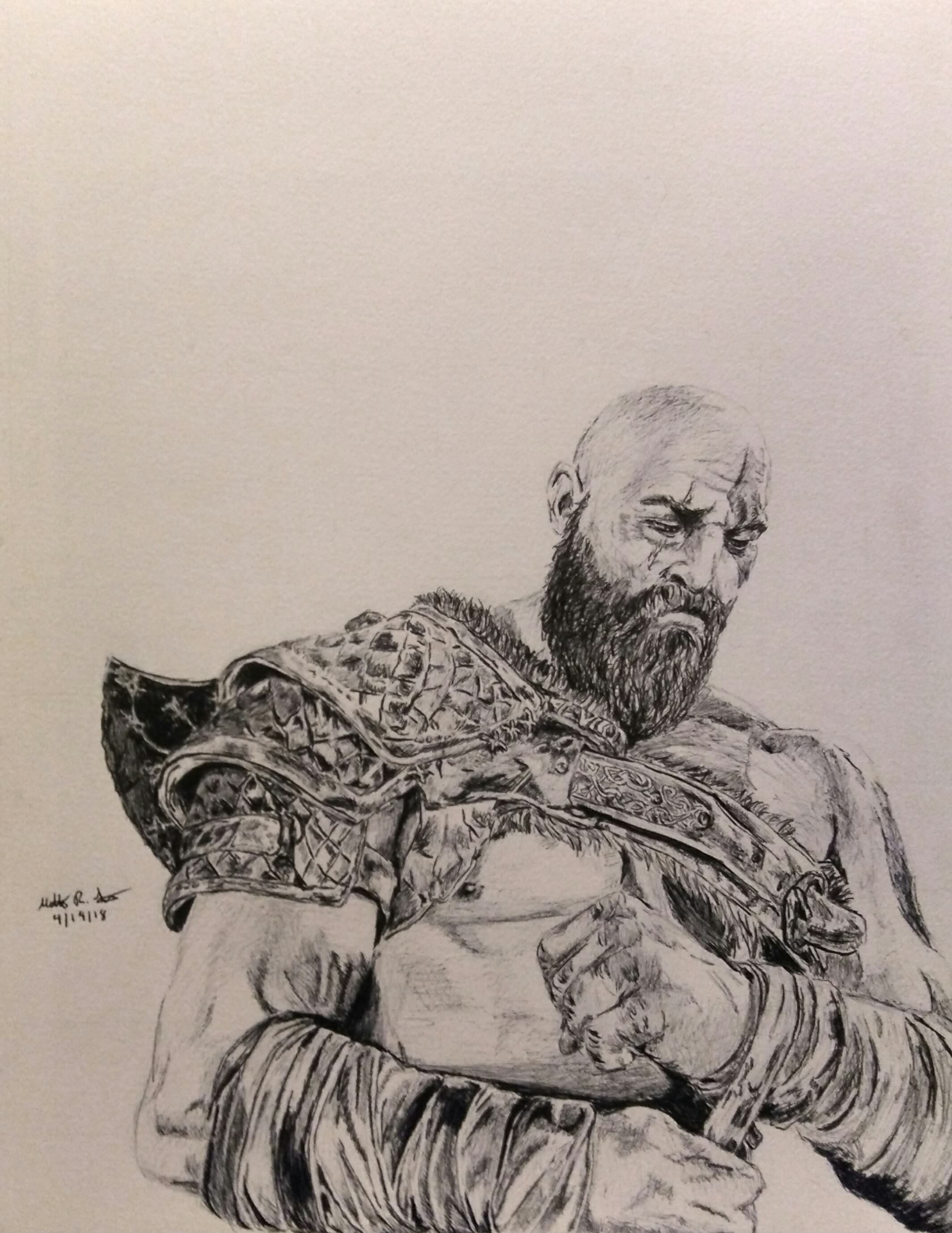 2129x2757 God Of War - God Of War Drawing