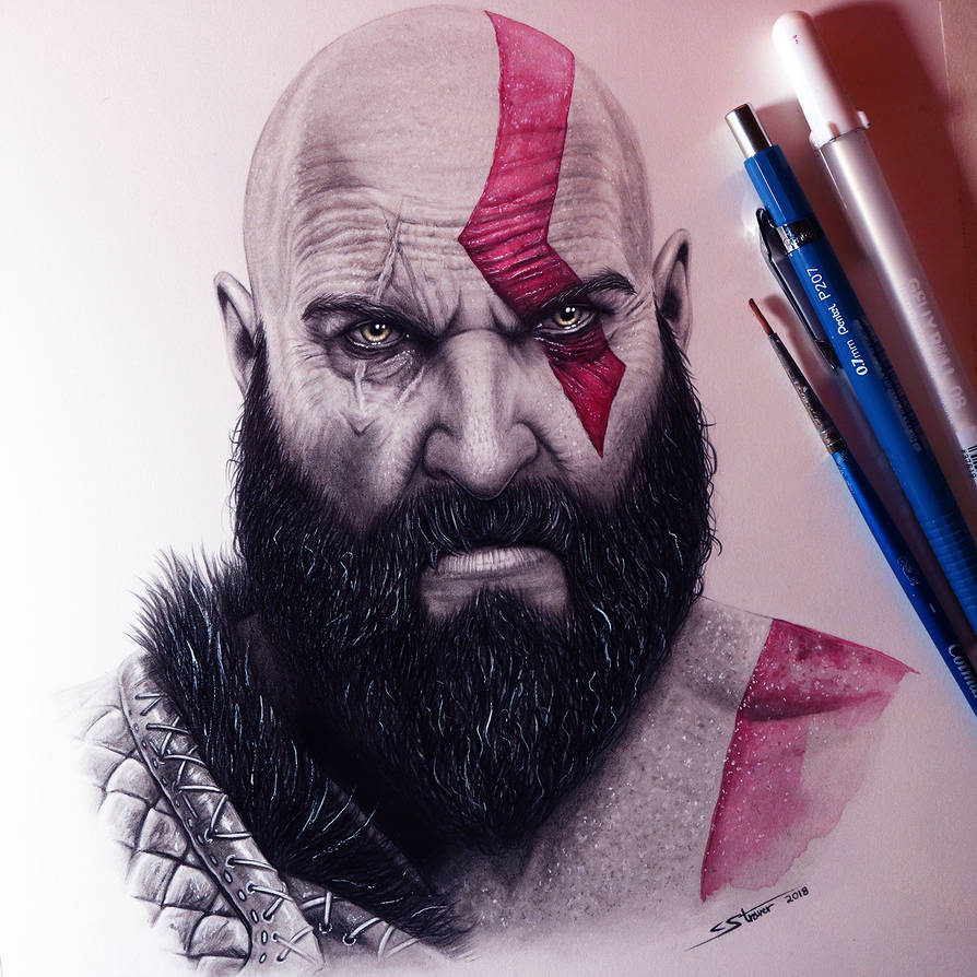 894x894 Kratos From God Of War - God Of War Drawing