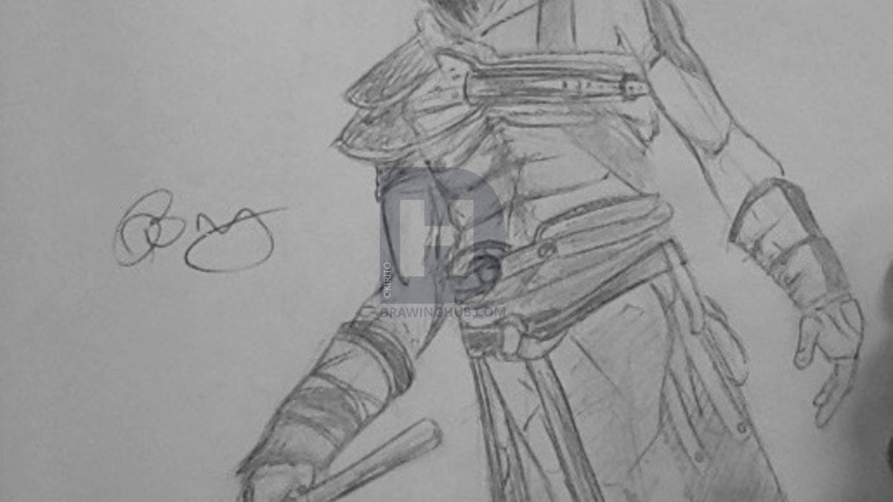 1280x720 Draw Kratos From God Of War Drawinghub - God Of War Drawing