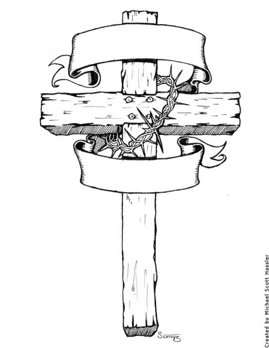 542x700 Drawn Cross God - God On Cross Drawing