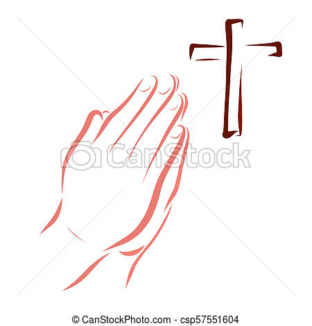 450x470 Man Prays To God, Cross And Hands - God On Cross Drawing