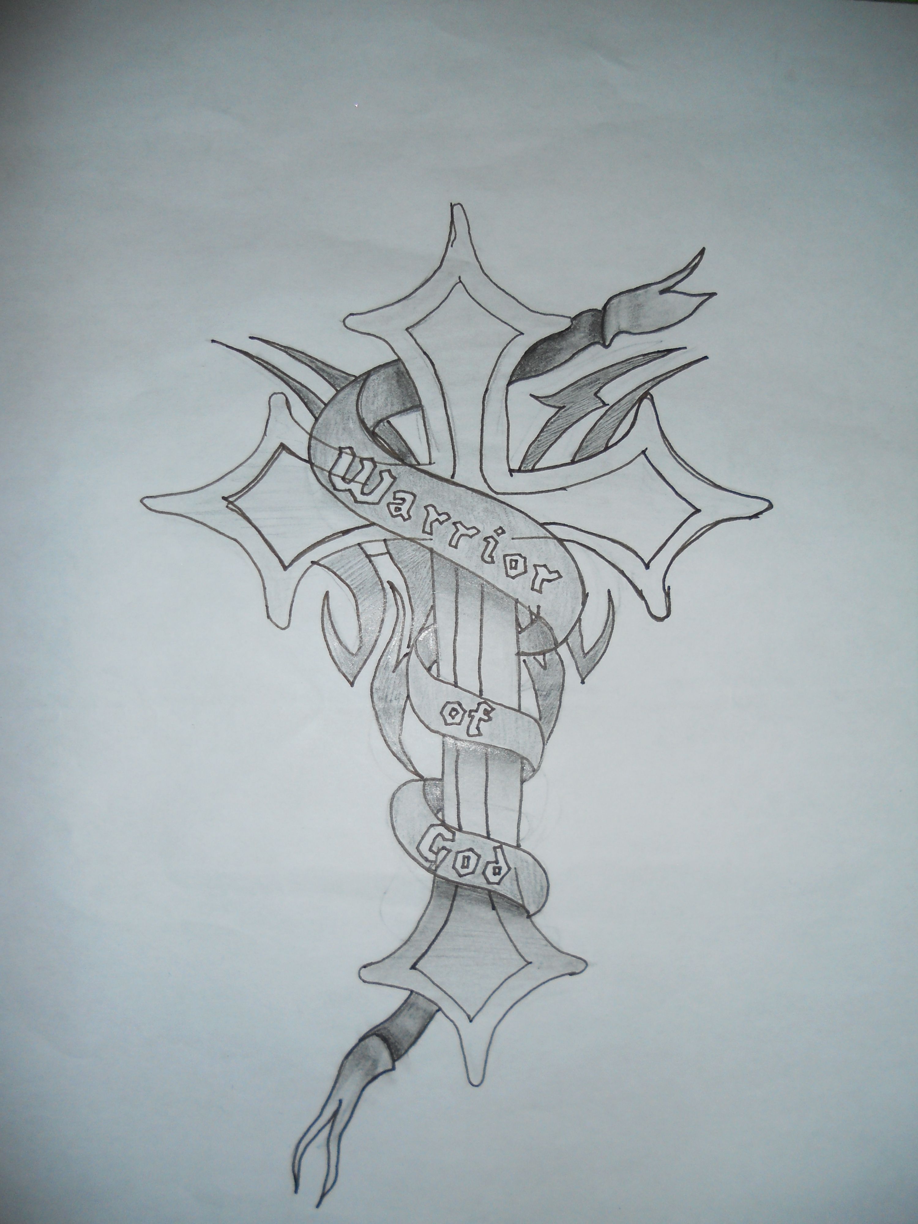 3000x4000 Warrior Of God Cross Tattoo Design - God On Cross Drawing
