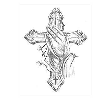 355x355 Set Of Waterproof Temporary Fake Tattoo Stickers - God On Cross Drawing