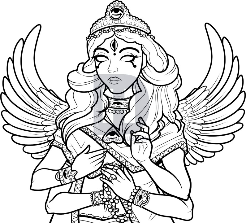 795x720 how to draw a hindu god, hindu goddess, step - Goddess Drawing