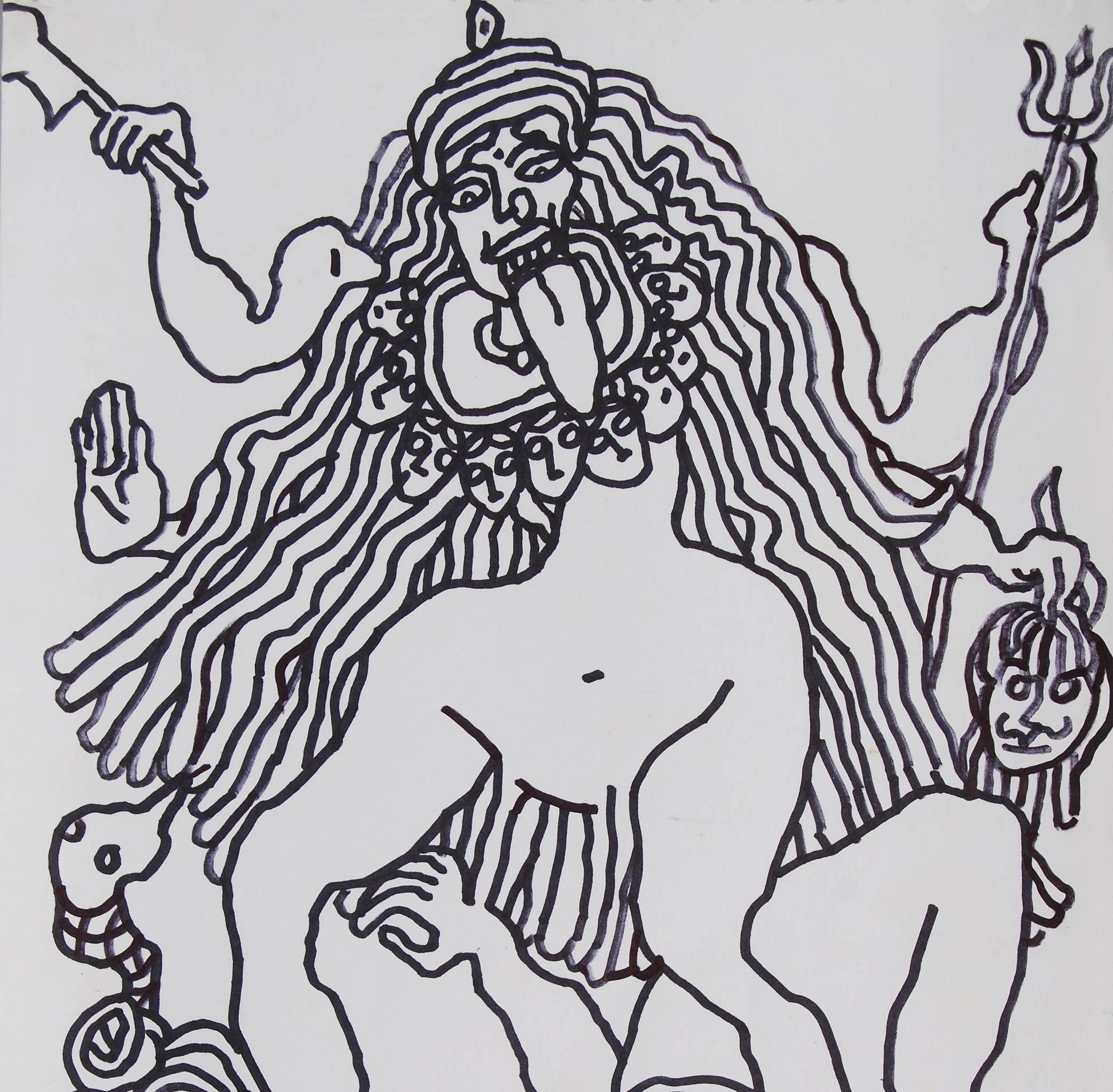 2084x2044 Prakash Karmarkar - Goddess Drawing