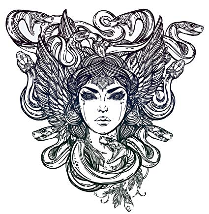 425x435 pretty medusa goddess drawing vinyl decal sticker - Goddess Drawing