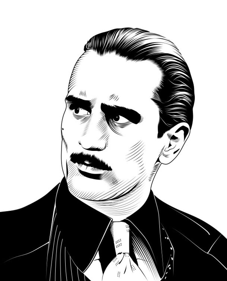 794x983 Godfather Vito Corleone Rober De Niro Portrait Poster Etsy - Godfather Drawing