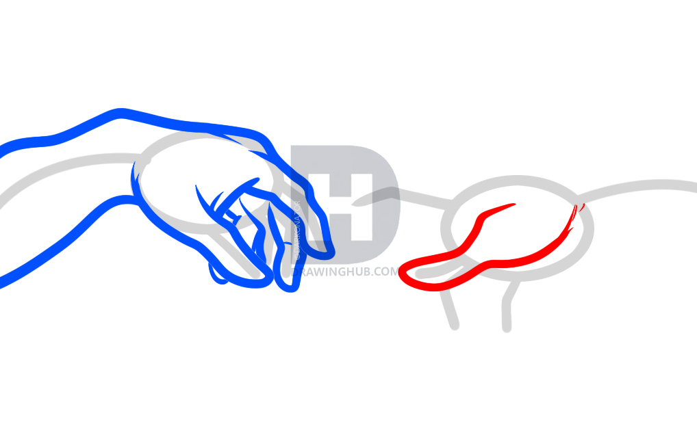 1018x639 How To Draw The Creation, Creation Of Adam, Step - Gods Hands Drawing