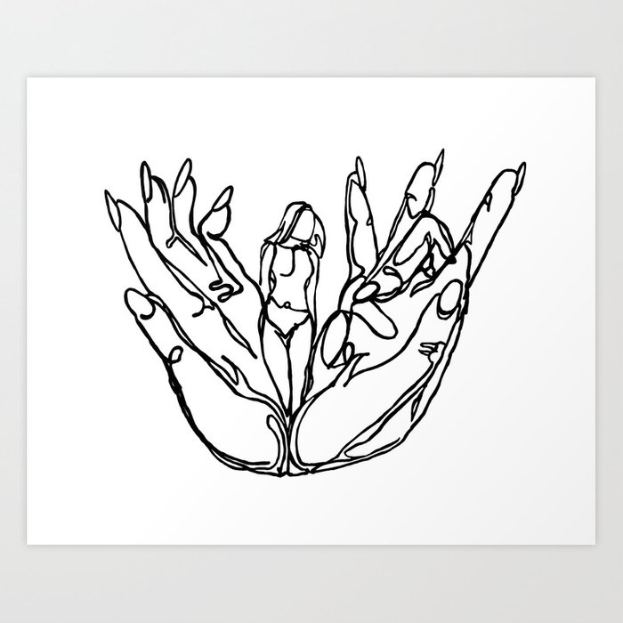 700x700 In God's Hand Ii Art Print - Gods Hands Drawing
