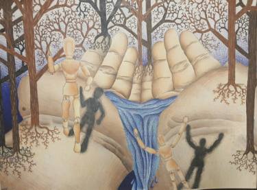 375x277 In God's Hands Drawing - Gods Hands Drawing