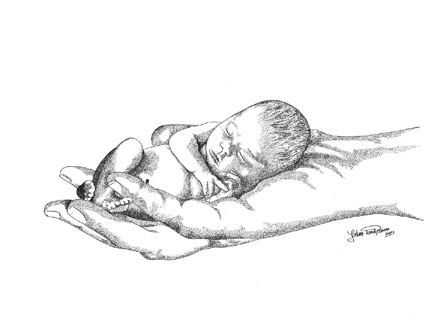 443x330 Digital Stamps Baby Drawing, Pencil - Gods Hands Drawing