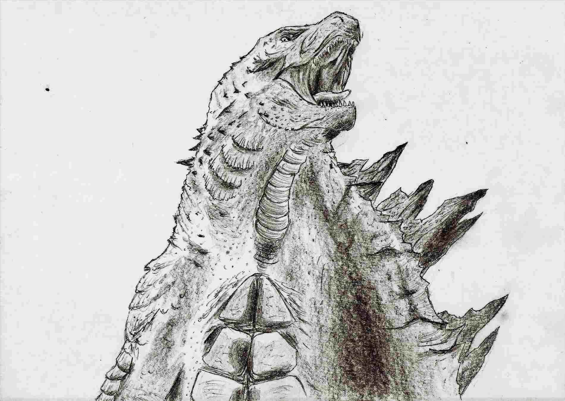 1900x1349 Drawing Godzilla Step - Godzilla Drawing