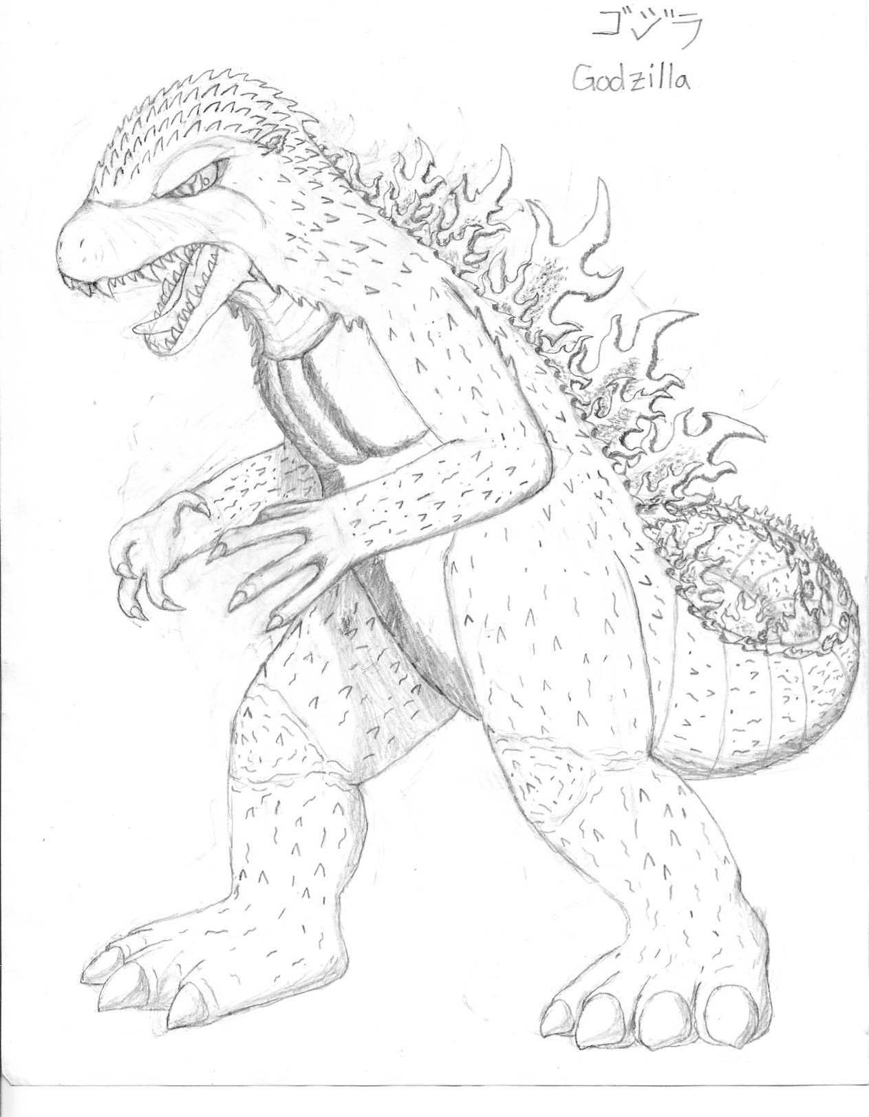 1263x1623 Godzilla Drawing - Godzilla Drawing