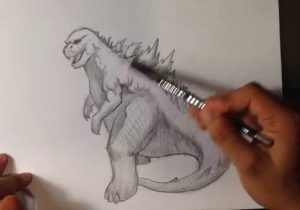 300x210 Godzilla Drawing Step - Godzilla Drawing Easy