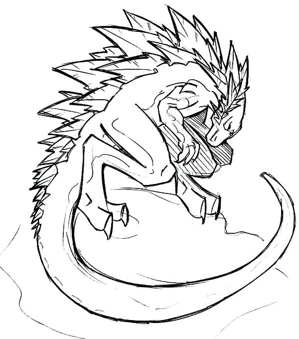 600x680 How To Draw Godzilla Drawing Coloring Pages Color Draw Godzilla - Godzilla Drawing Easy