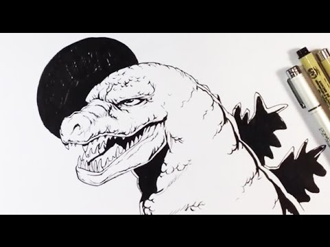 480x360 How To Ink Godzilla - Godzilla Drawing Easy