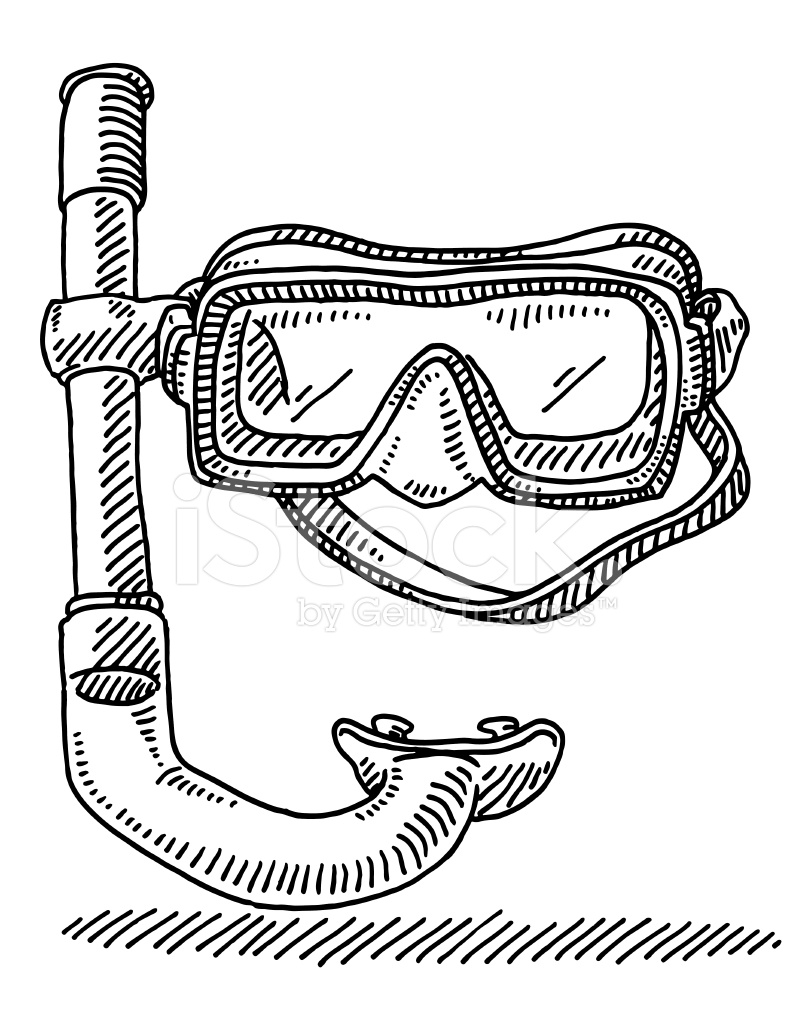 796x1024 diving goggles snorkel drawing stock vector - Goggles Drawing