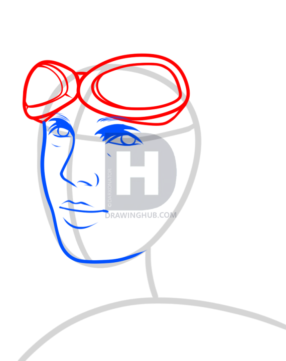 570x720 how to draw amelia earhart, amelia earhart, step - Goggles Drawing
