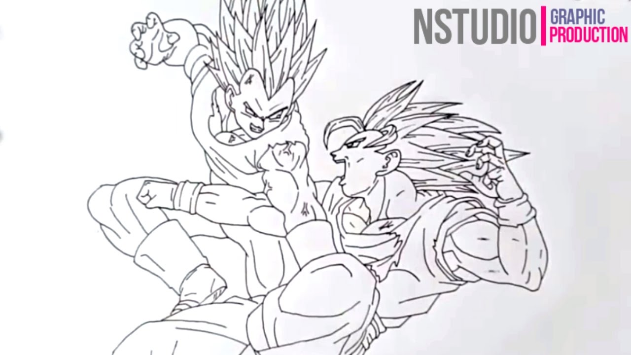 1280x720 How To Draw Goku Vs Vegeta Dragon Ball - Goku And Vegeta Drawing