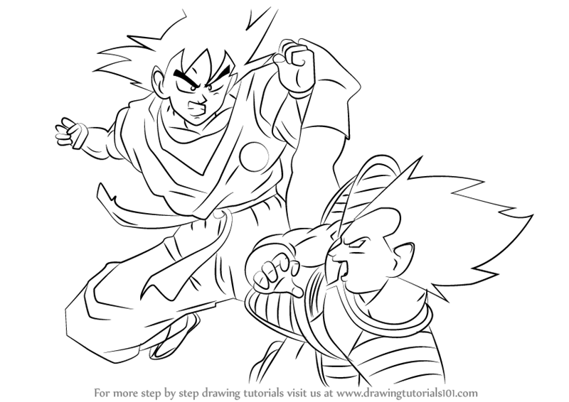 800x566 Learn How To Draw Goku Vs Vegeta - Goku And Vegeta Drawing