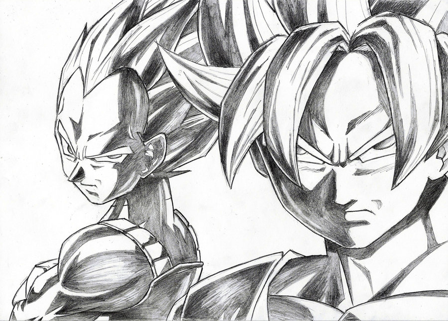 900x646 Vegeta Drawing Free Download - Goku And Vegeta Drawing
